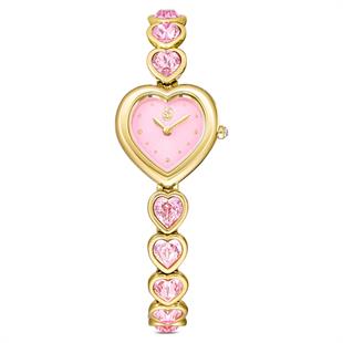ÜnçerlerIdyllia Heart Saat Kristal bileklik, Pembe, Altın rengi yüzey