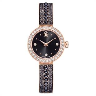 ÜnçerlerMatrix pearl bangle Saat İsviçre Üretimi, Kristal bileklik, Siyah, Pembe altın rengi yüzey