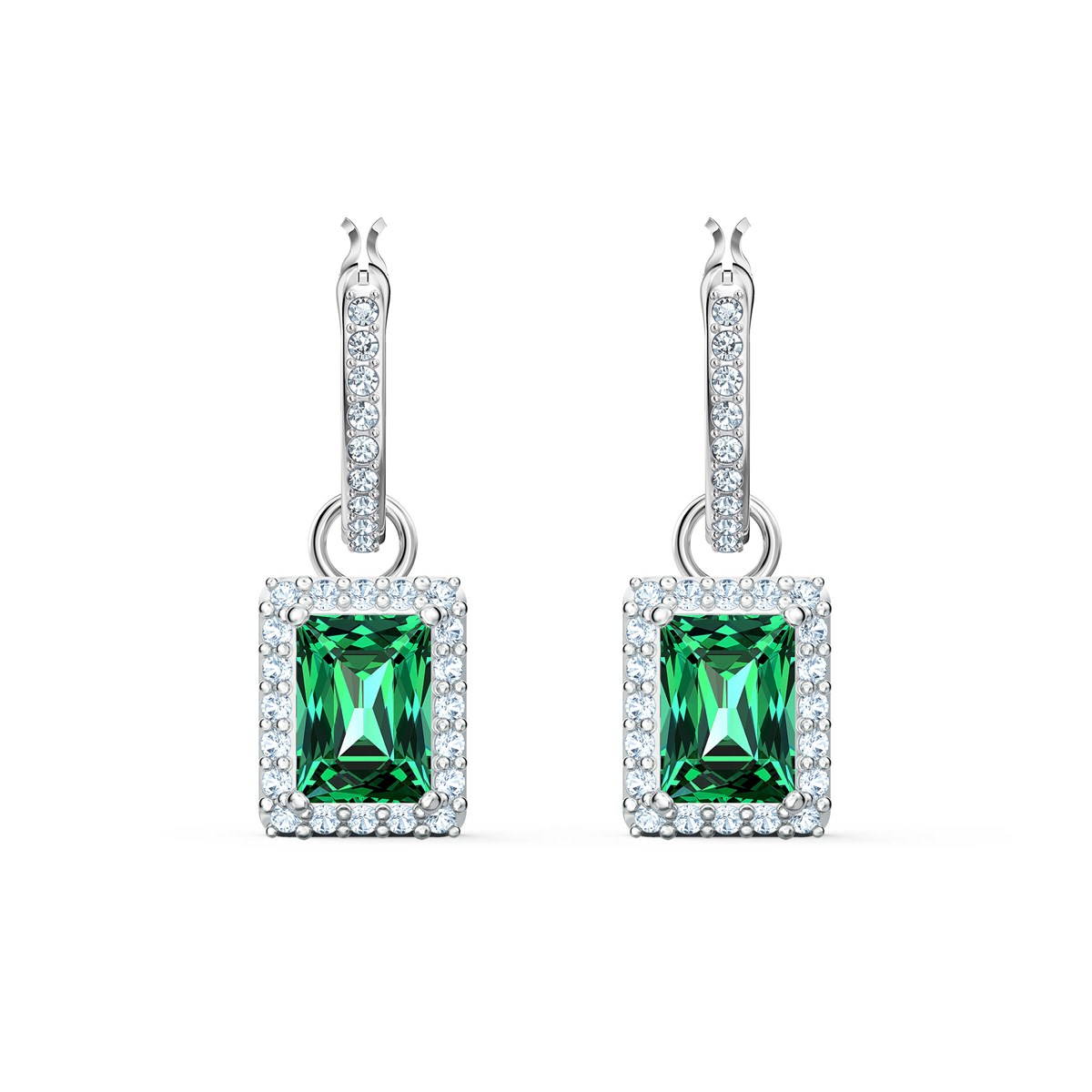 ANGELIC:KÜPE DİKDÖRTGEN, YEŞİL, RODYUM KAPLAMA