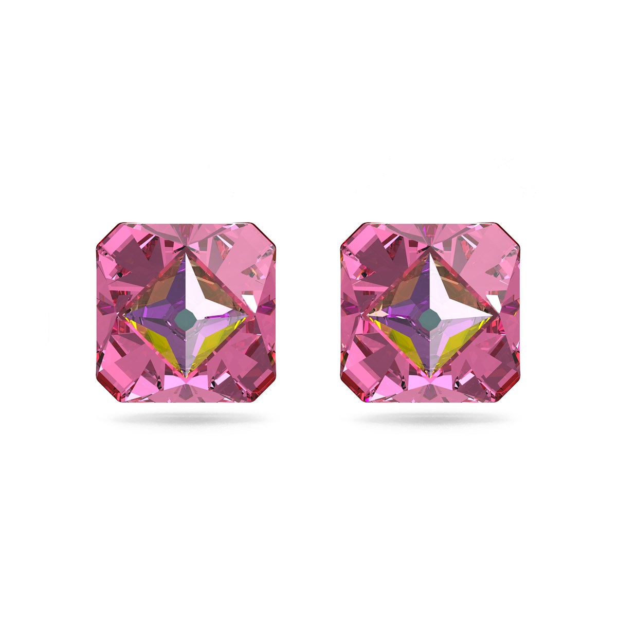 Chroma Küpe Pembe Piramit Kesim Kristal Altın Kaplama