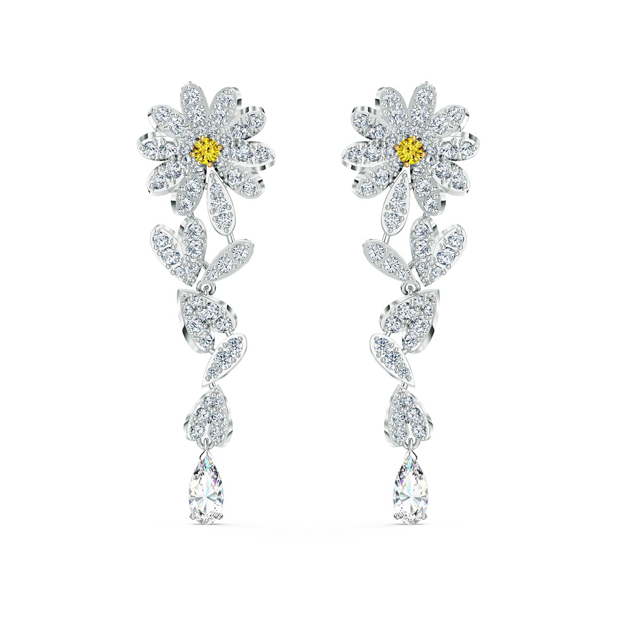 Eternal Flower:Papatya Küpe Sari, Rodyum Kaplama