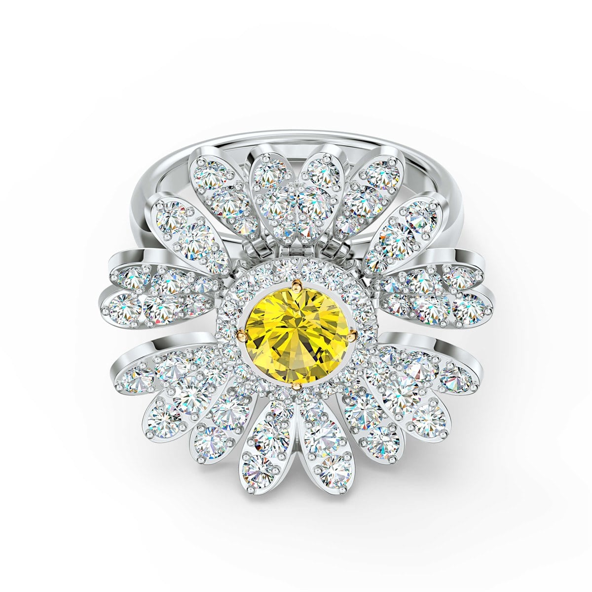 Eternal Flower:Yüzük Hareketli Sari, Rodyum Kaplama