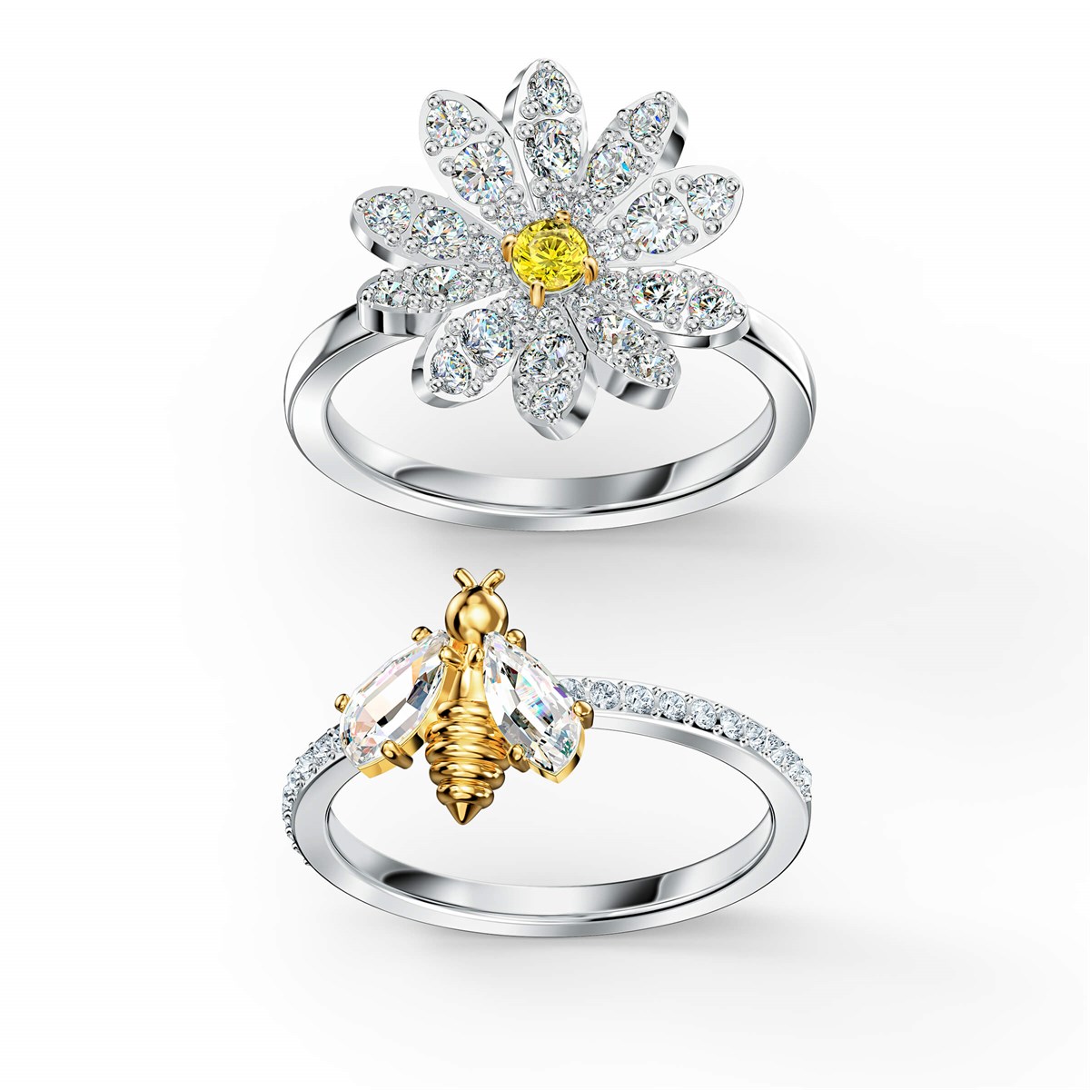 Eternal Flower:Yüzük Set Sari, Rodyum Kaplama
