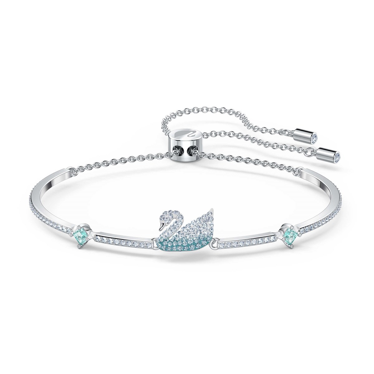 ICONIC SWAN:BİLEKLİK, MAVİ, BEYAZ, RODYUM KAPLAMA