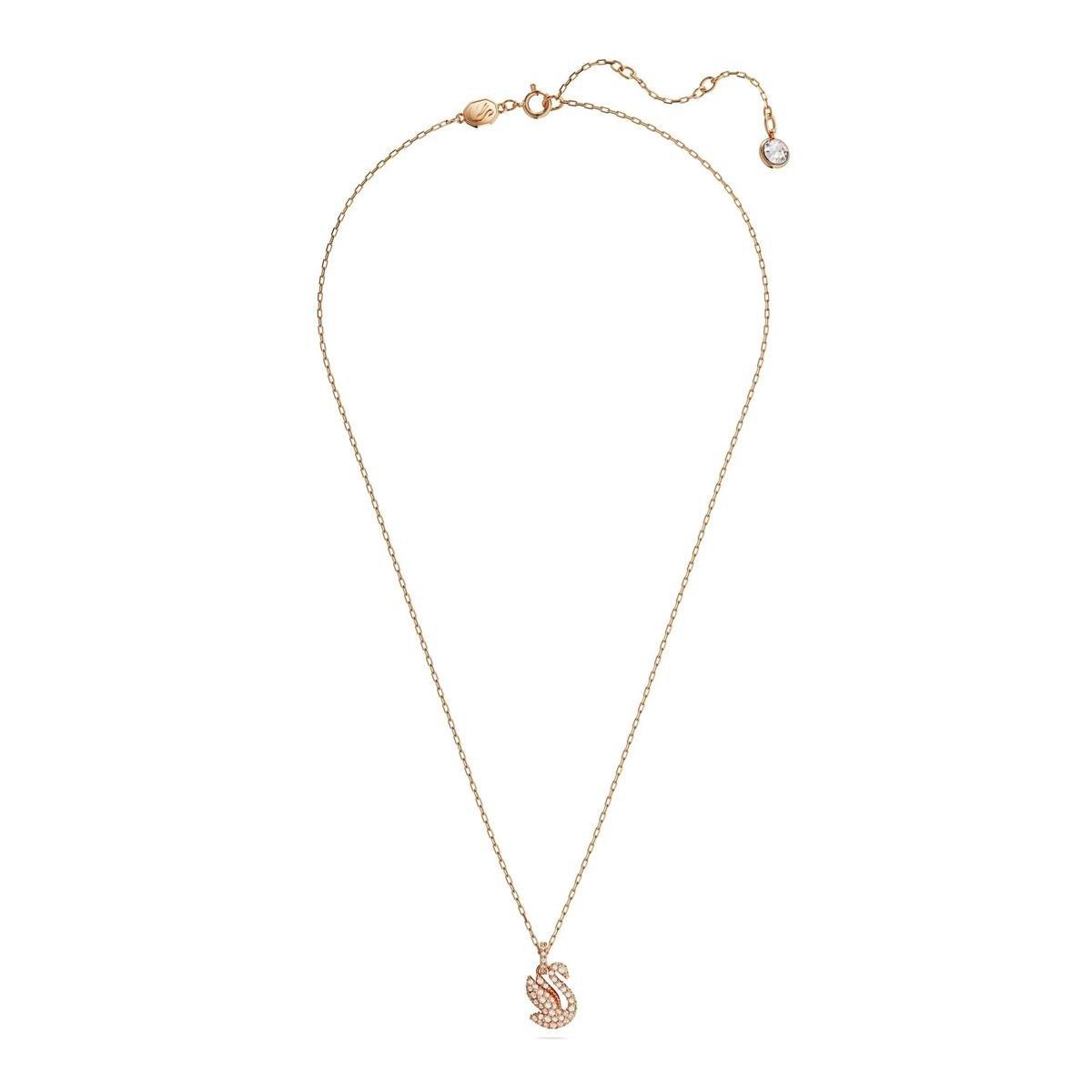 MarkasızSwarovski Iconic Swan Beyaz Kuğu Pembe Altın Kaplama Kadın Kolye