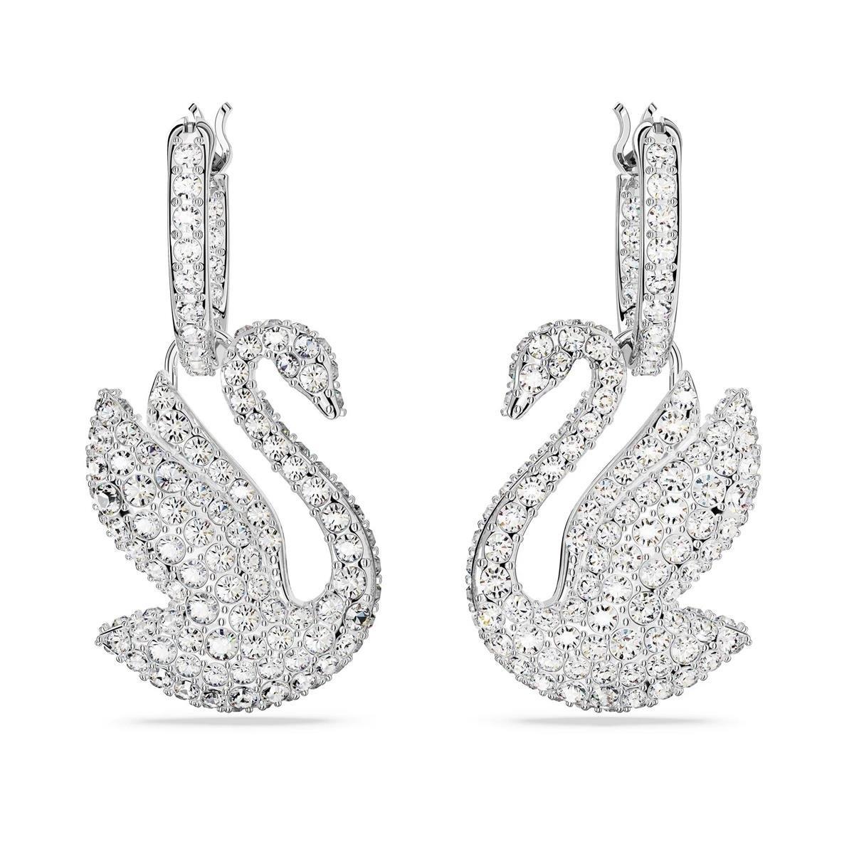 MarkasızSwarovski Iconic Swan Beyaz Kuğu Kadın Küpe