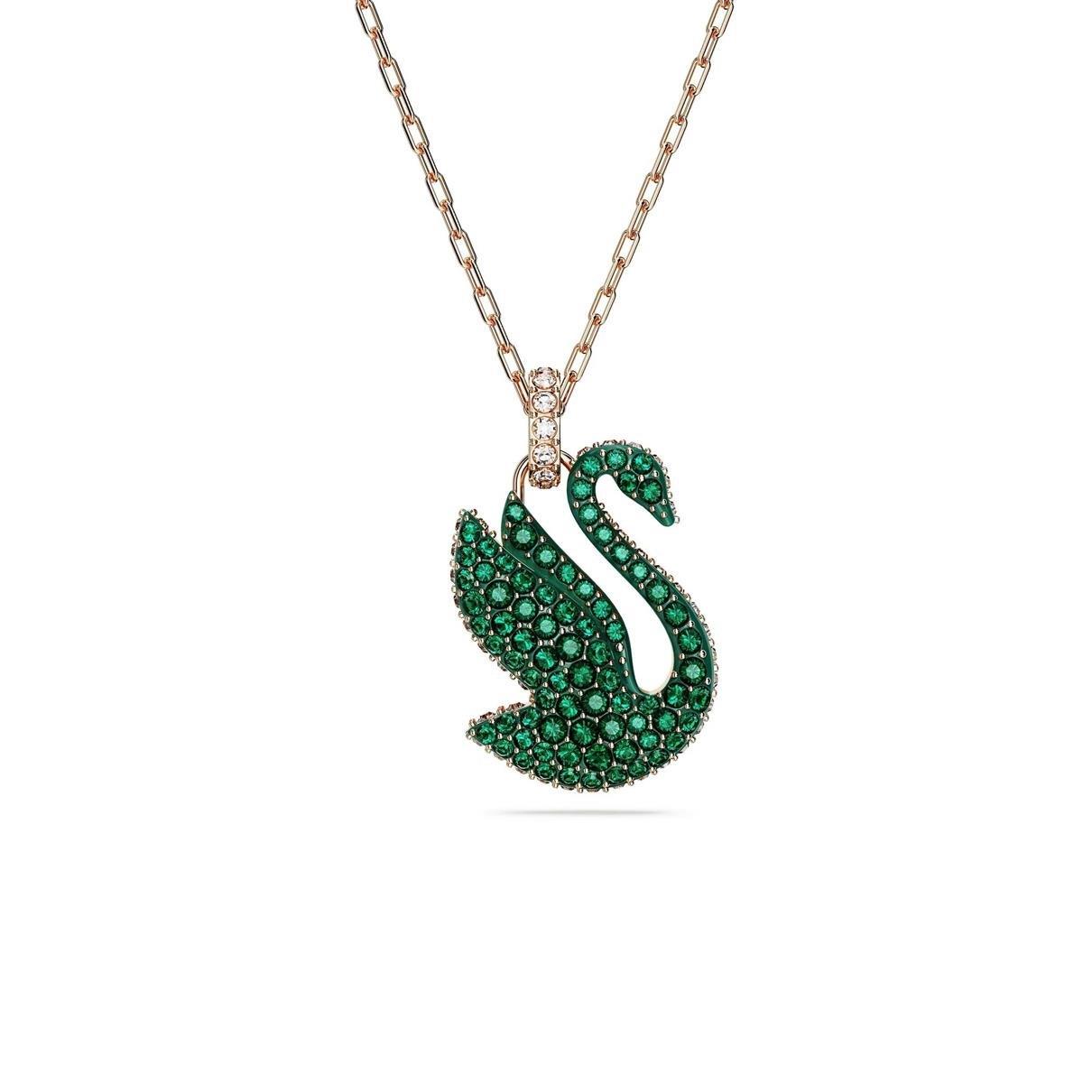 MarkasızSwarovski Iconic Swan Yeşil Kadın Kuğu Kolye