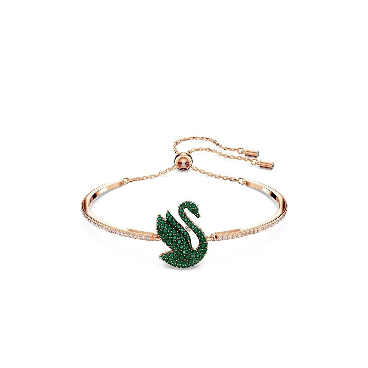 MarkasızSwarovski Iconic Swan Yeşil Kuğu Kadın Bileklik