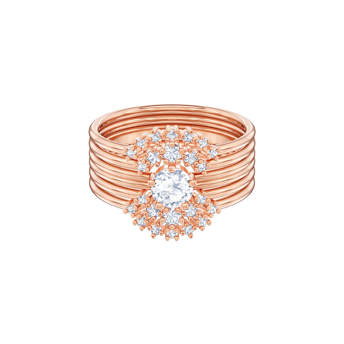 Moonsun:Yüzük Set 5 Pembe Altin Kaplama