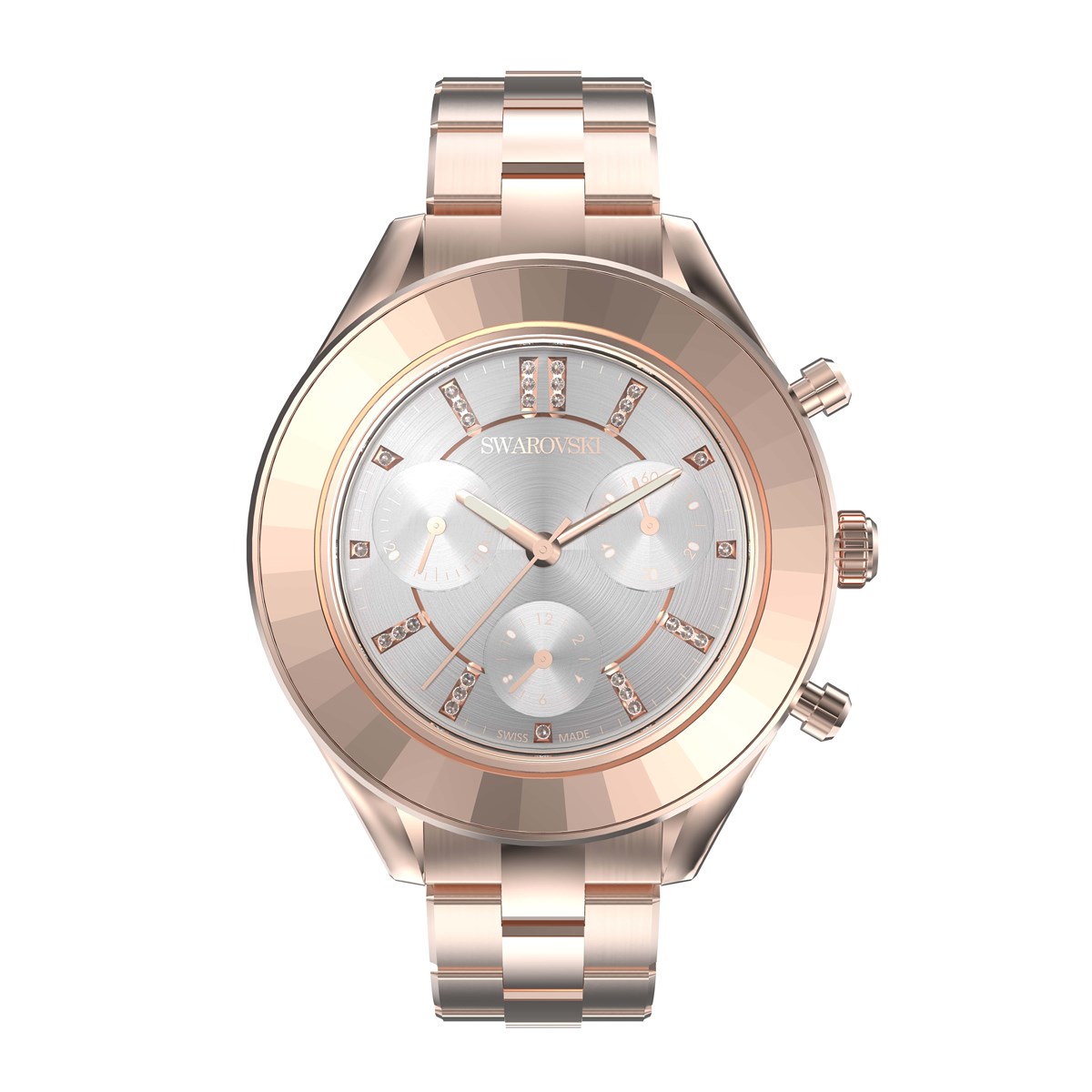 Octea Lux Sport Saat Metal Bileklik Pembe Altın Rengi PVD Kaplama