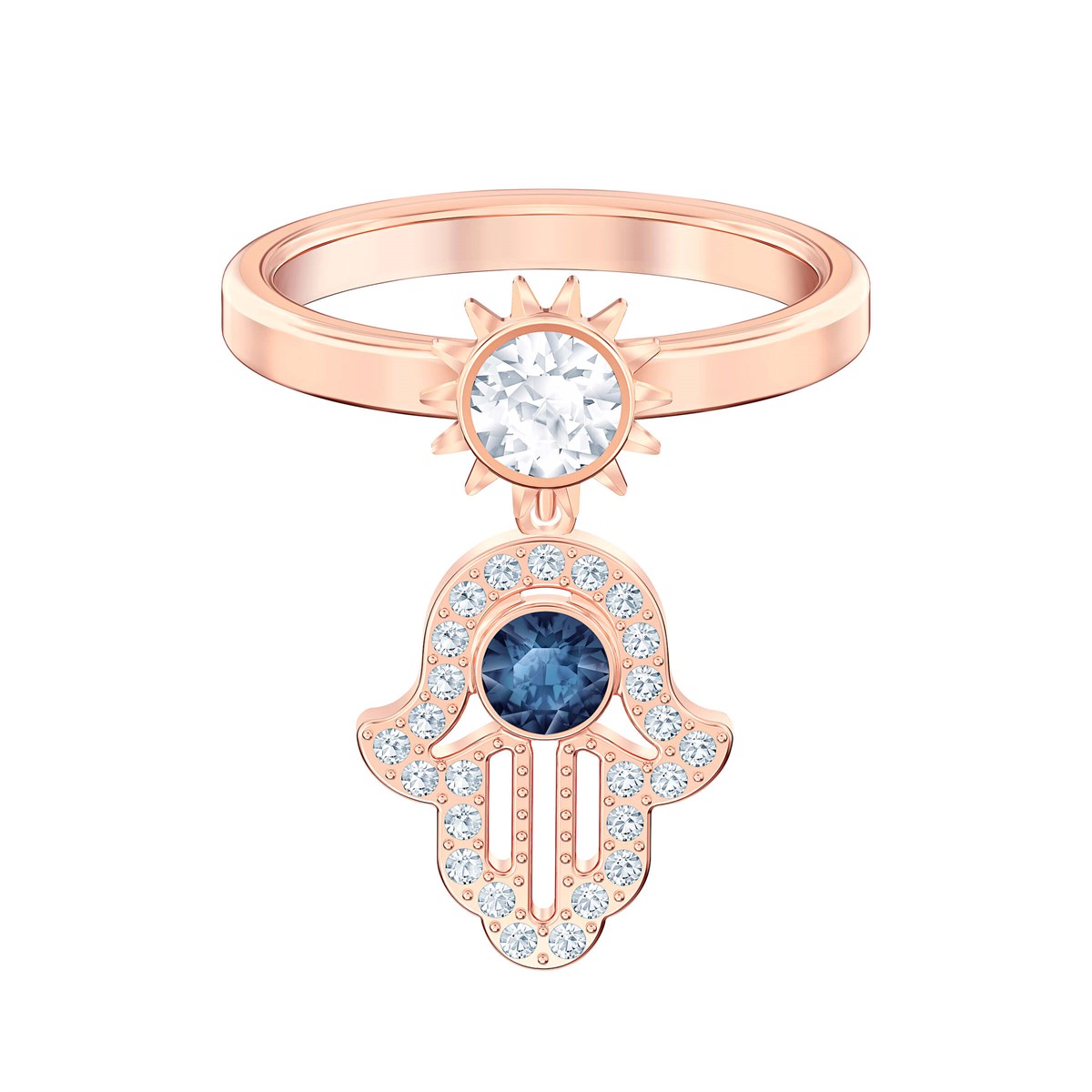Swa Symbol Hamsa Motif Yüzük Pembe Altın Kaplama