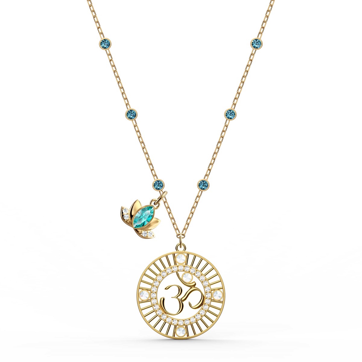Swa Symbol:Kolye Lotus Yeşil, Altin Kaplama