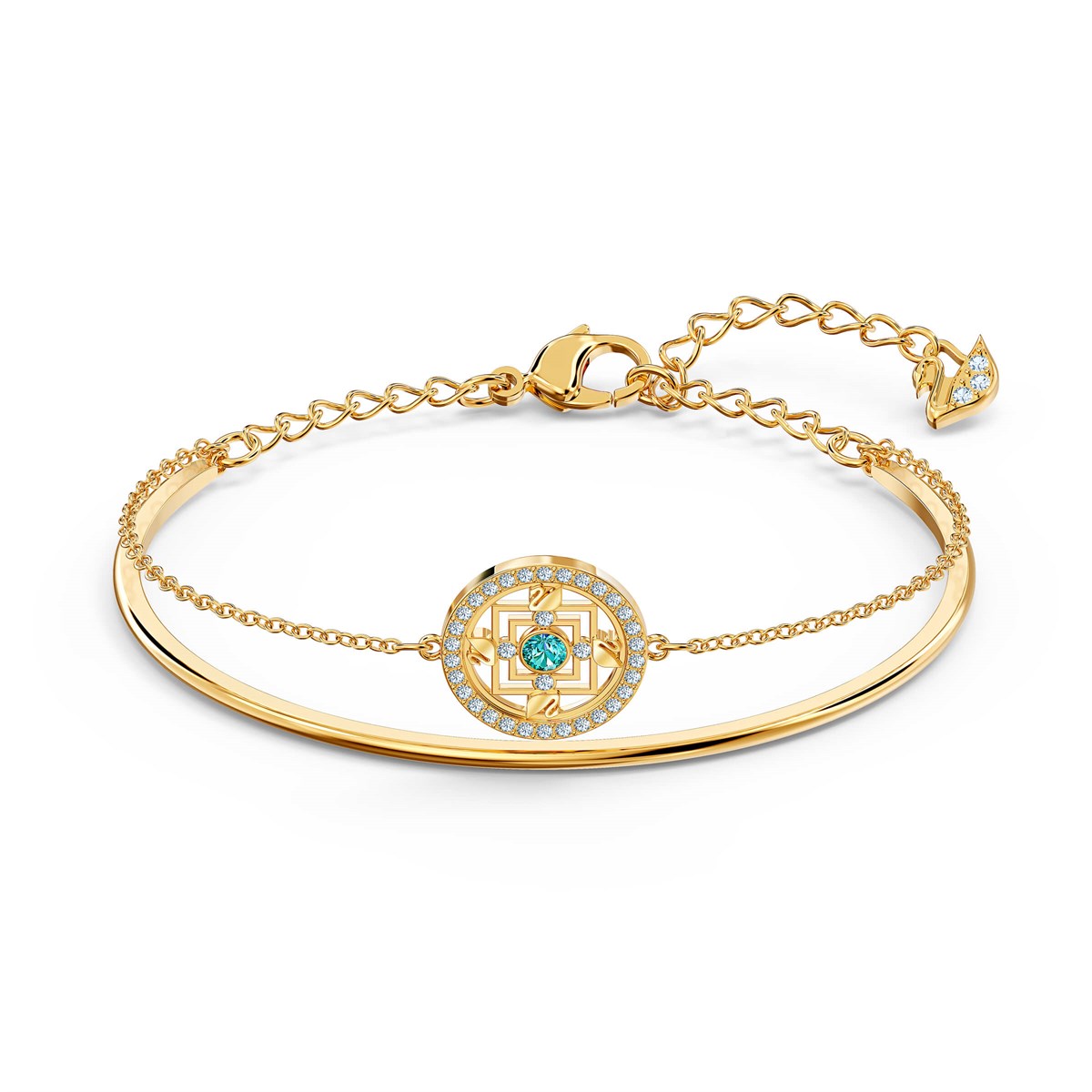 Swa Symbol:Mandala Bileklik Yeşil, Altin Kaplama