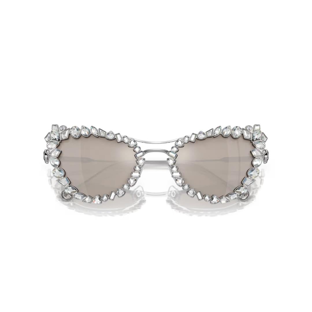 Swarovski2'si 1 arada klipsli güneş gözlüğü Çarpıcı, Kedi gözü modeli, SK7011, Beyaz