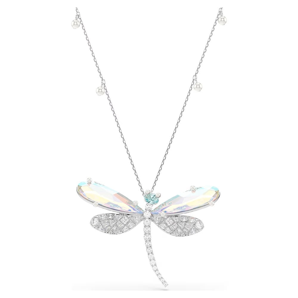 SwarovskiAriana Grande x Swarovski Kolye ve broş Kristal inci, Karışık kesimler, Yusufçuk, Beyaz, Rodyum kaplama