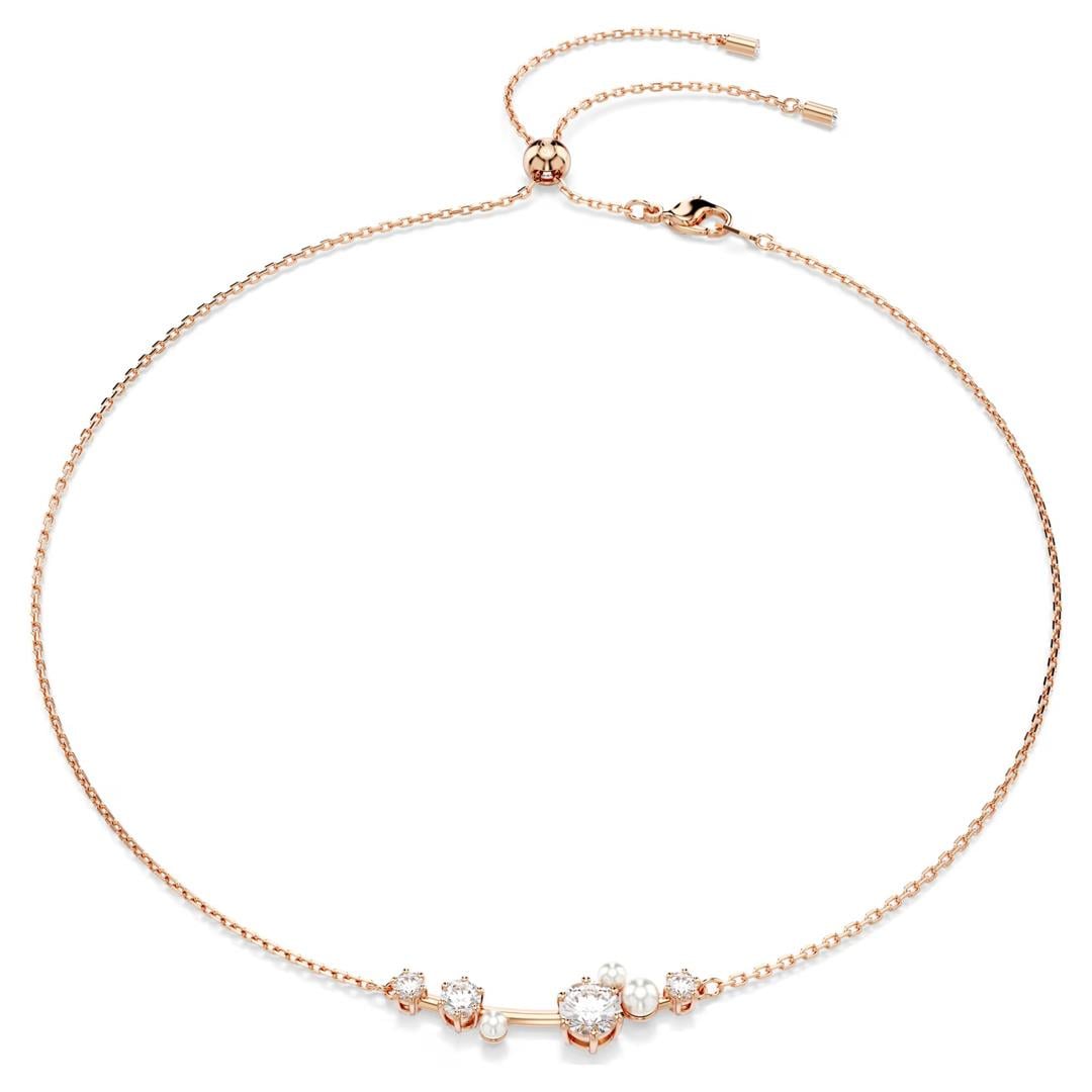 SwarovskiConstella Kolye Kristal inci, Yuvarlak kesimler, Beyaz, Pembe altın rengi kaplama