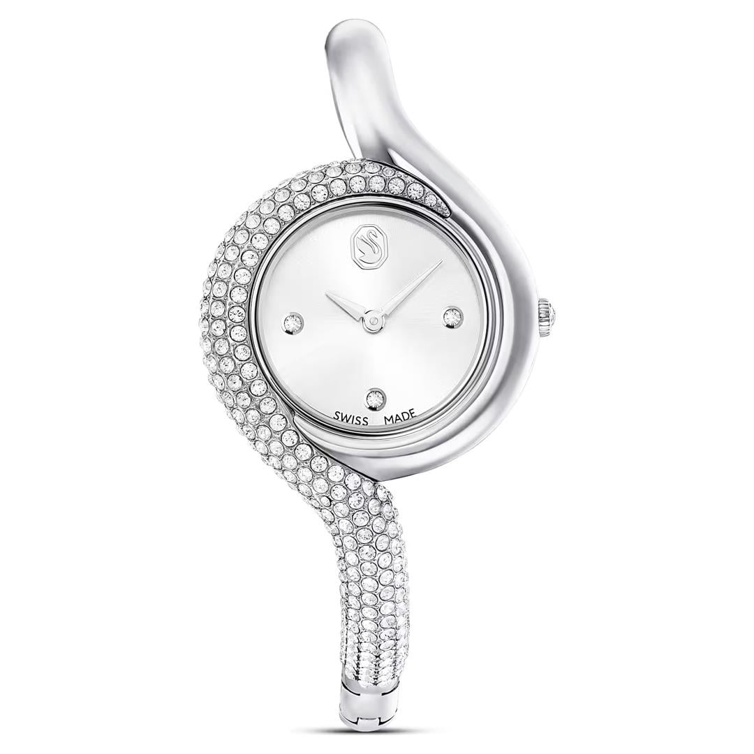 SwarovskiDextera Asymmetric Saat İsviçre Üretimi, Metal bileklik, Gümüş Rengi, Paslanmaz çelik