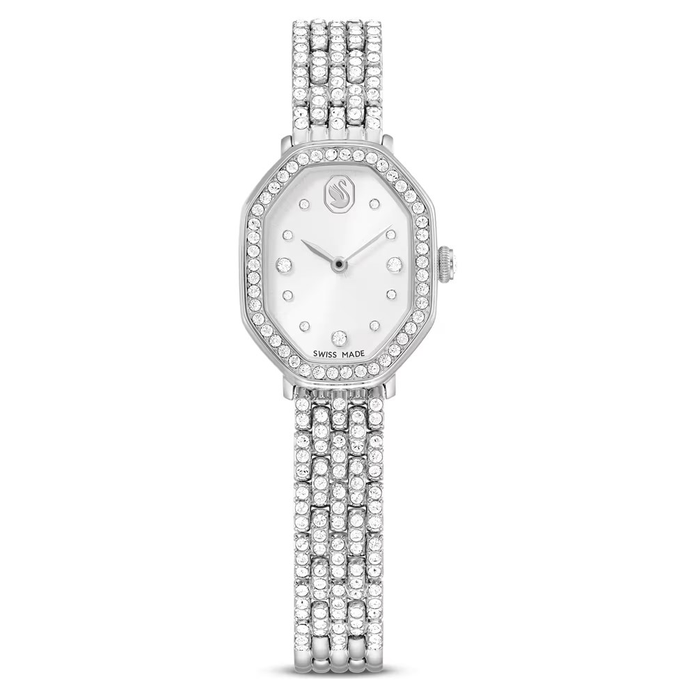 SwarovskiDextera octagon Saat İsviçre Üretimi, Metal bileklik, Gümüş Rengi, Paslanmaz çelik