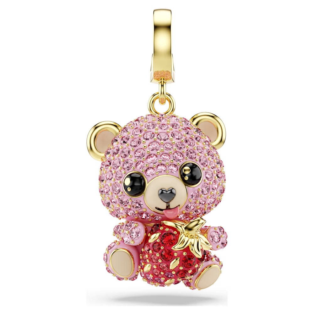 SwarovskiIdyllia Charm Karışık kesimler, Ayıcık, Pembe, 18k altın rengi yüzey