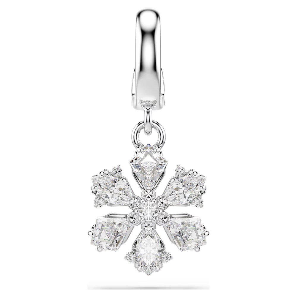 SwarovskiIdyllia Charm Karışık kesimler, Kar tanesi, Beyaz, Rodyum kaplama