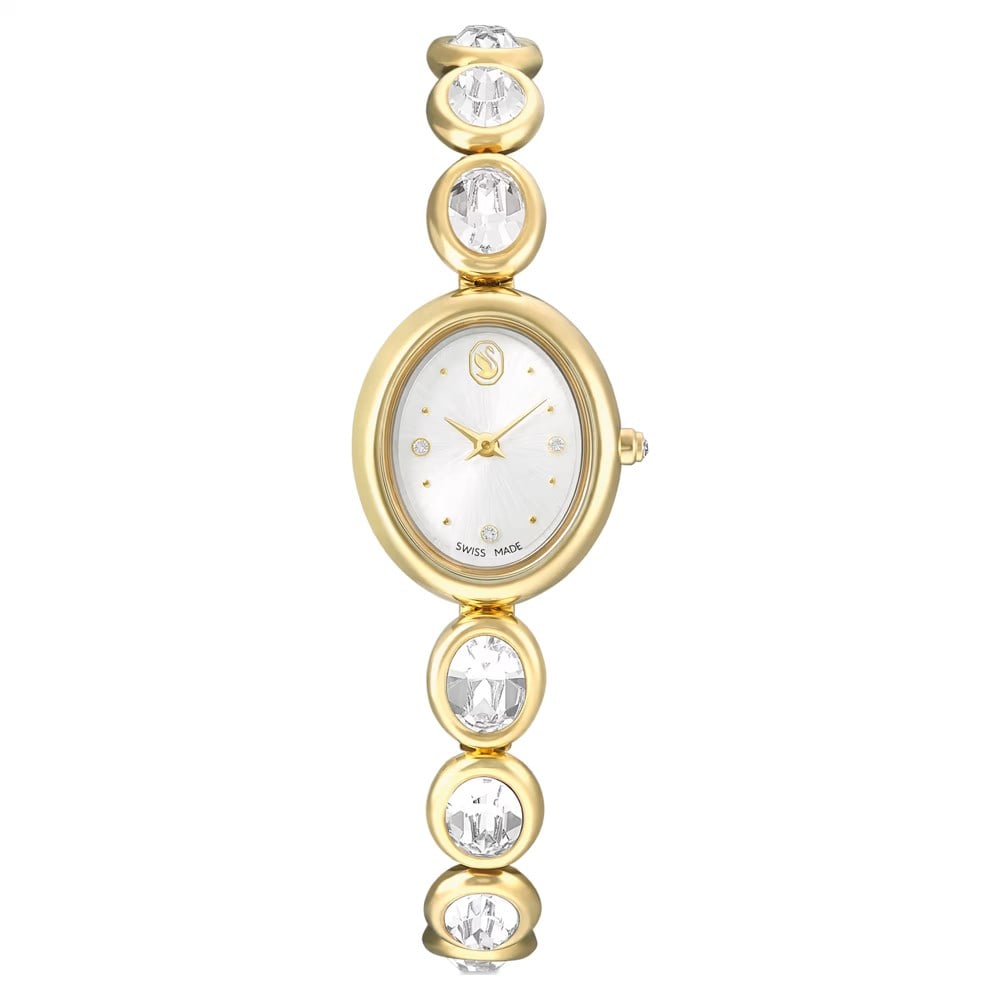 SwarovskiImber oval Saat İsviçre Üretimi, Metal bileklik, Altın Rengi, Altın rengi yüzey