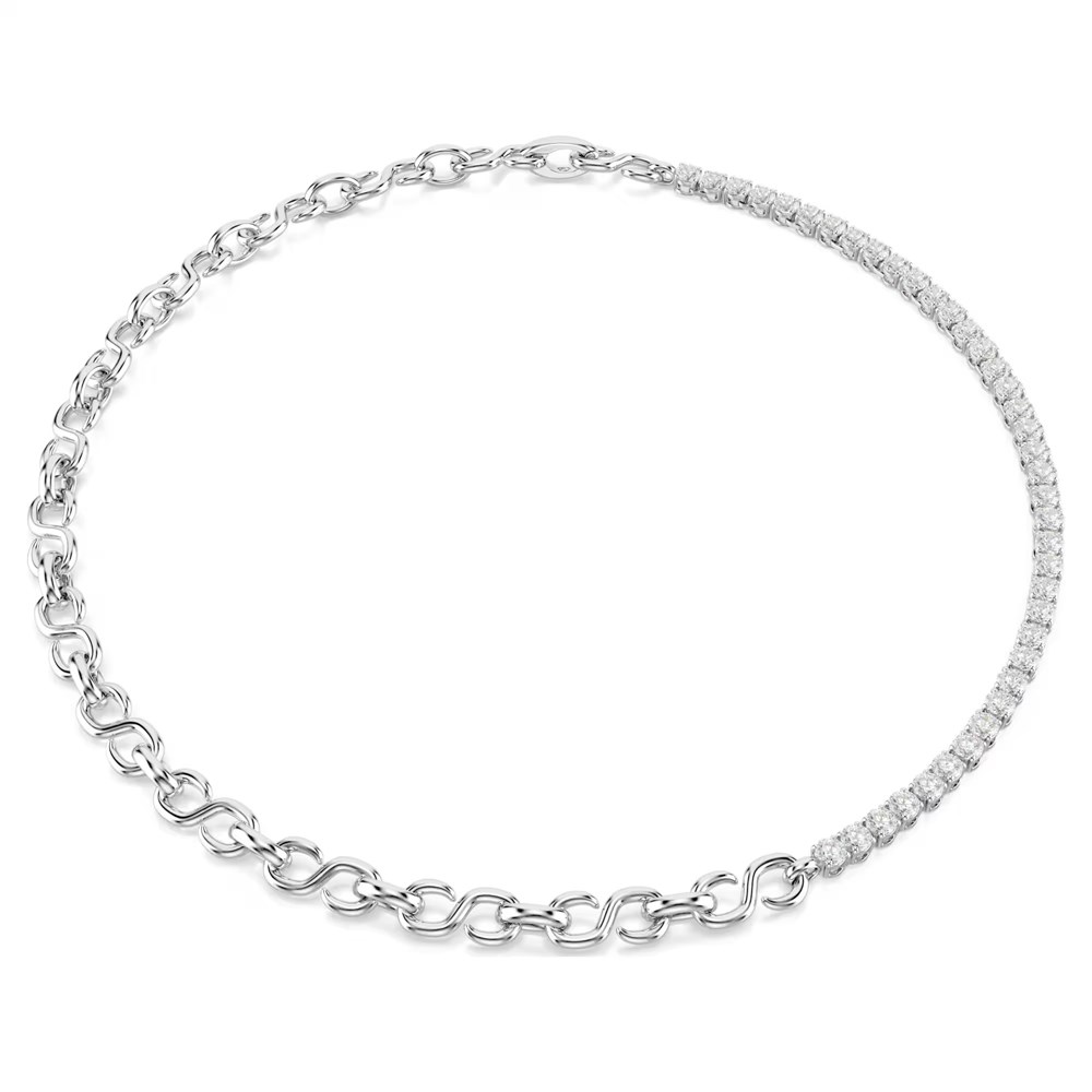 SwarovskiMatrix Kolye S şeklinde, Yuvarlak kesim, Beyaz, Rodyum kaplama