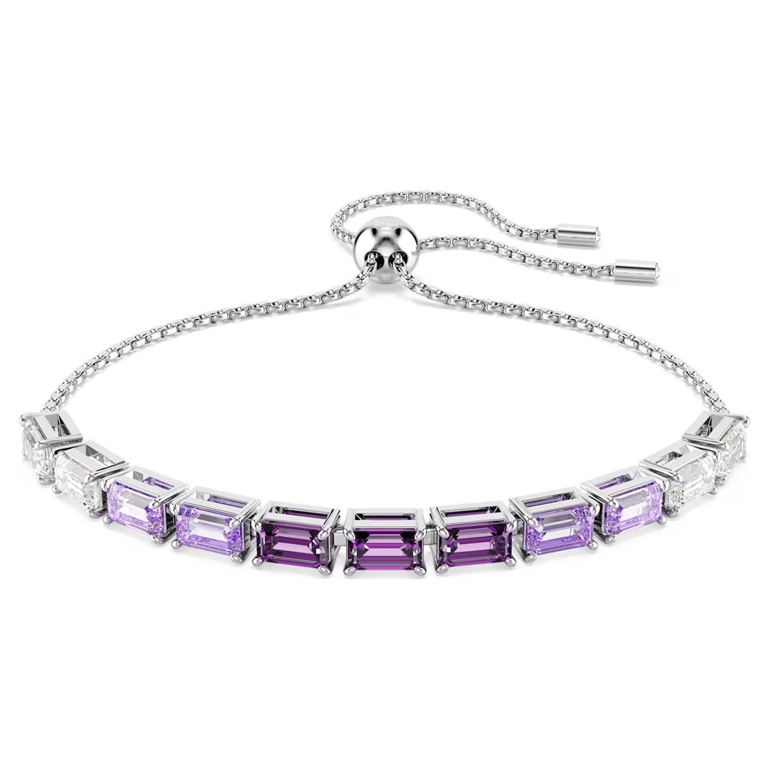 SwarovskiMatrix Tennis bileklik Baget kesim, Mor, Rodyum kaplama