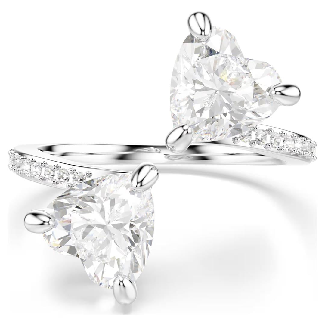 SwarovskiMesmera Attract Açık Yüzük Kalp kesim, Pavé, Kalp, Beyaz, Gümüş renkli yüzey
