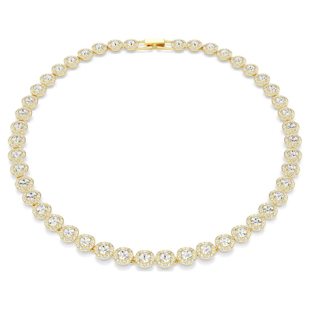 SwarovskiUna Angelic Tennis kolye Yuvarlak kesim, Beyaz, Altın rengi kaplama