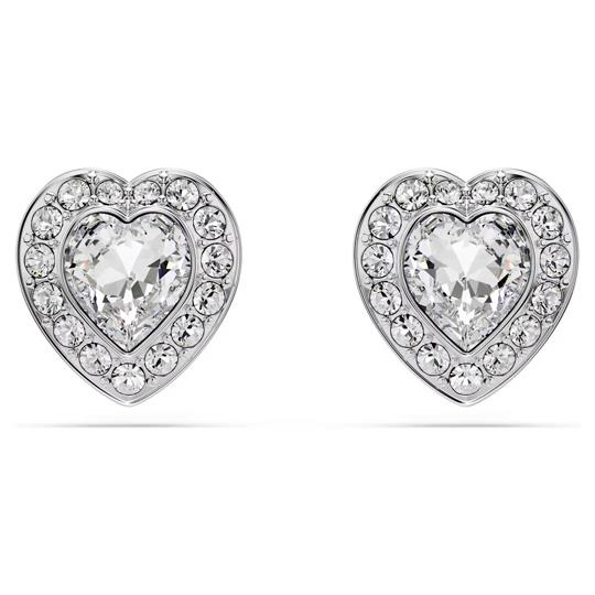 ÜnçerlerAriana Grande x Swarovski düğme Küpeler Karışık kesimler, Kalp, Beyaz, Rodyum kaplama