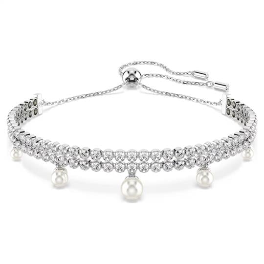 ÜnçerlerAriana Grande x Swarovski Kristal inci, Yuvarlak kesim, Beyaz, Rodyum kaplama Bileklik M
