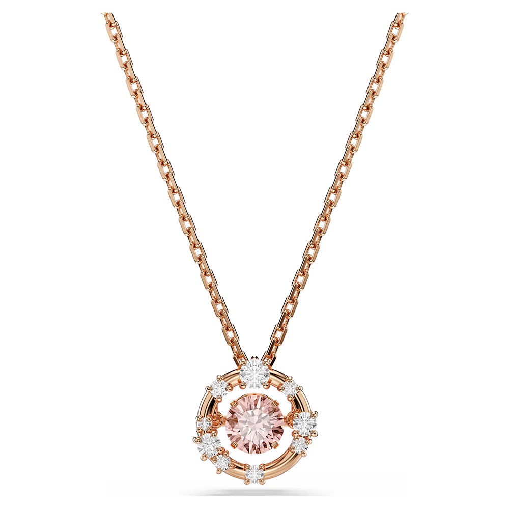 ÜnçerlerConstella Kolye Yuvarlak kesim, Dancing stone, Pembe, 18k pembe altın rengi yüzey