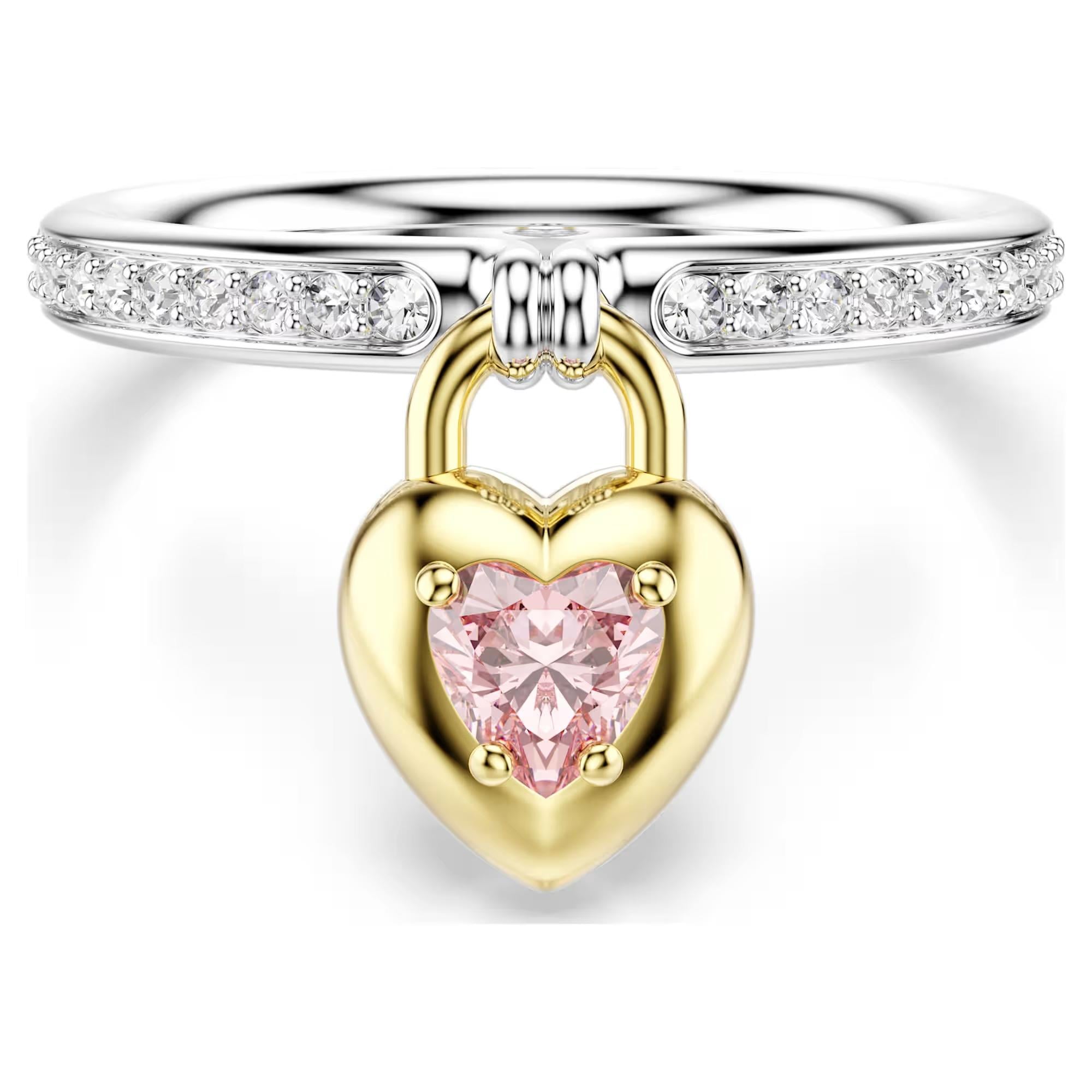 ÜnçerlerIdyllia Motif Yüzük Karışık kesimler, Kalp, Pembe, Karışık metal yüzey