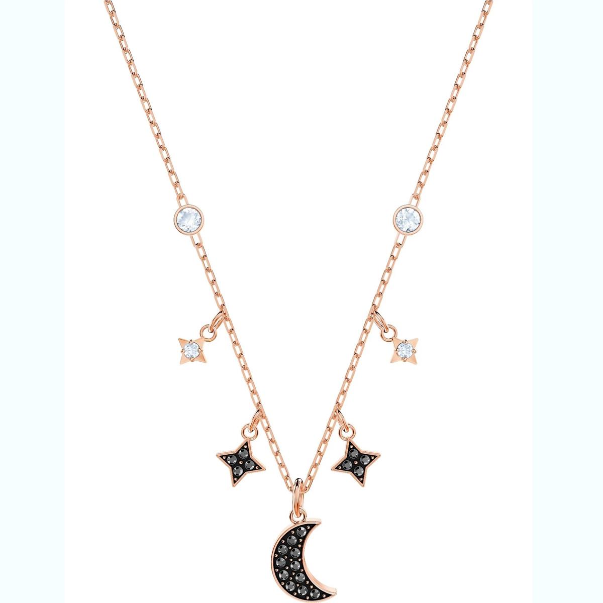 ÜnçerlerSwarovski Symbolic Ay Yıldız Siyah, Pembe Altın Rengi Kaplama kolye| ÜnçerlerSwarovski Symbolic Ay Yıldız Siyah, Pembe Altın Rengi Kaplama kolye