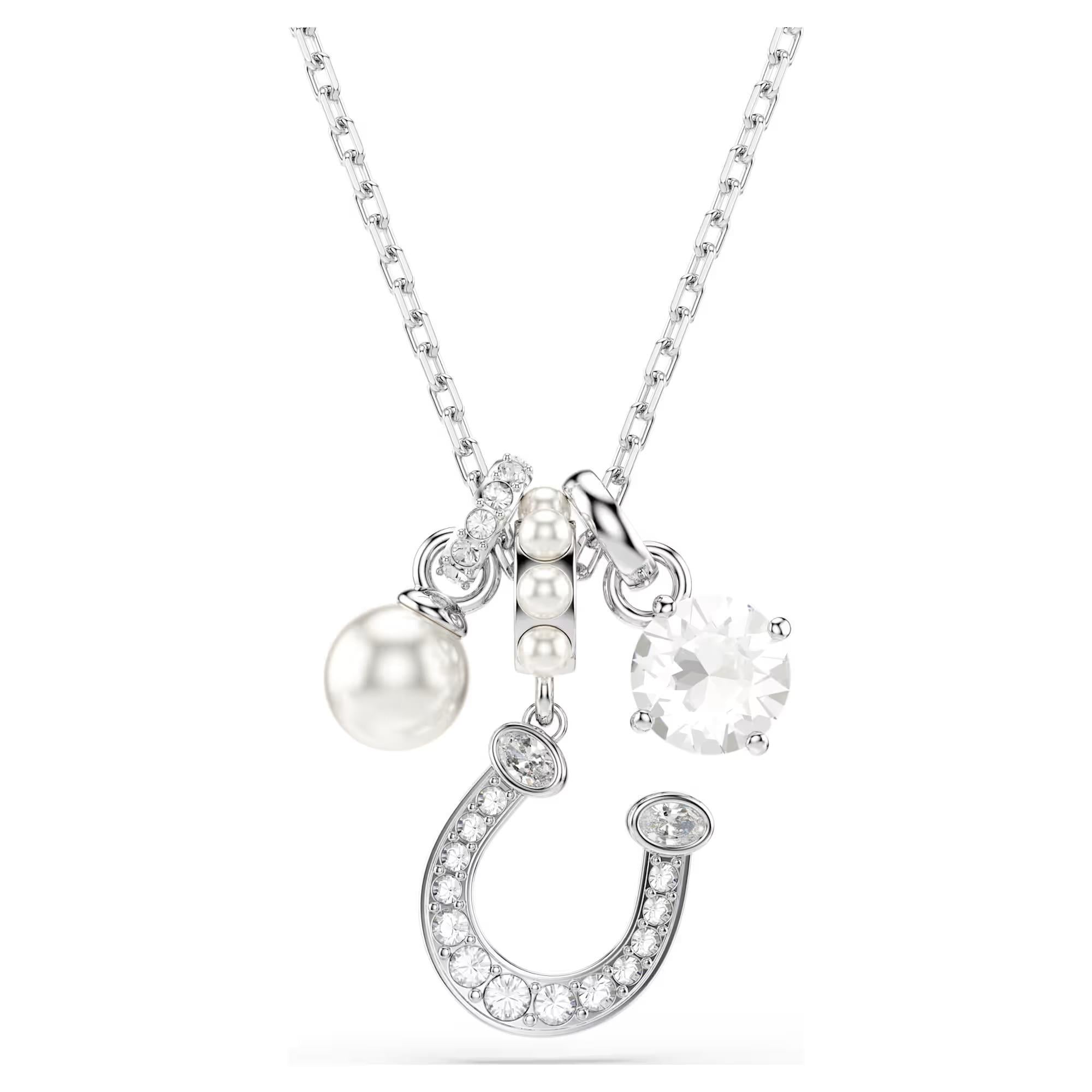 ÜnçerlerSymbolica Kolye Kristal inci, Yuvarlak kesim, Pavé, At Nalı, Beyaz, Rodyum kaplama