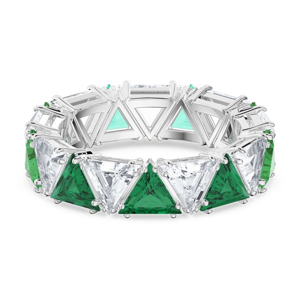 Millenia Kokteyl Yüzüğü Yeşil Üçgen Kristaller Rodyum Kaplama