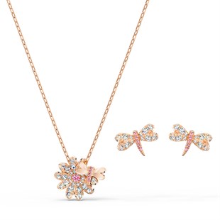 Eternal Flower:Set Yusufçuk Pembe, Pembe Altin Kaplama