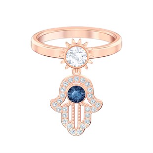 Swa Symbol Hamsa Motif Yüzük Pembe Altın Kaplama