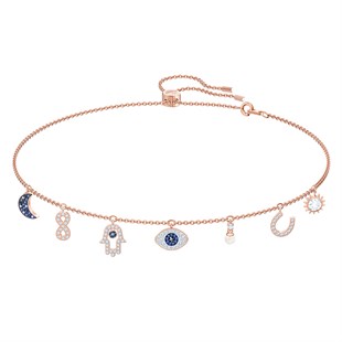 Swa Symbol:Kolye Charms Mavi, Pembe Altin Kaplama