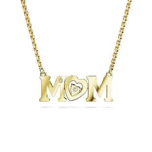 ÜnçerlerMother's Day Kalp Modelli Mom Yazılı Beyaz, Altın Rengi Kaplama Kolye| ÜnçerlerMother's Day Kalp Modelli Mom Yazılı Beyaz, Altın Rengi Kaplama Kolye