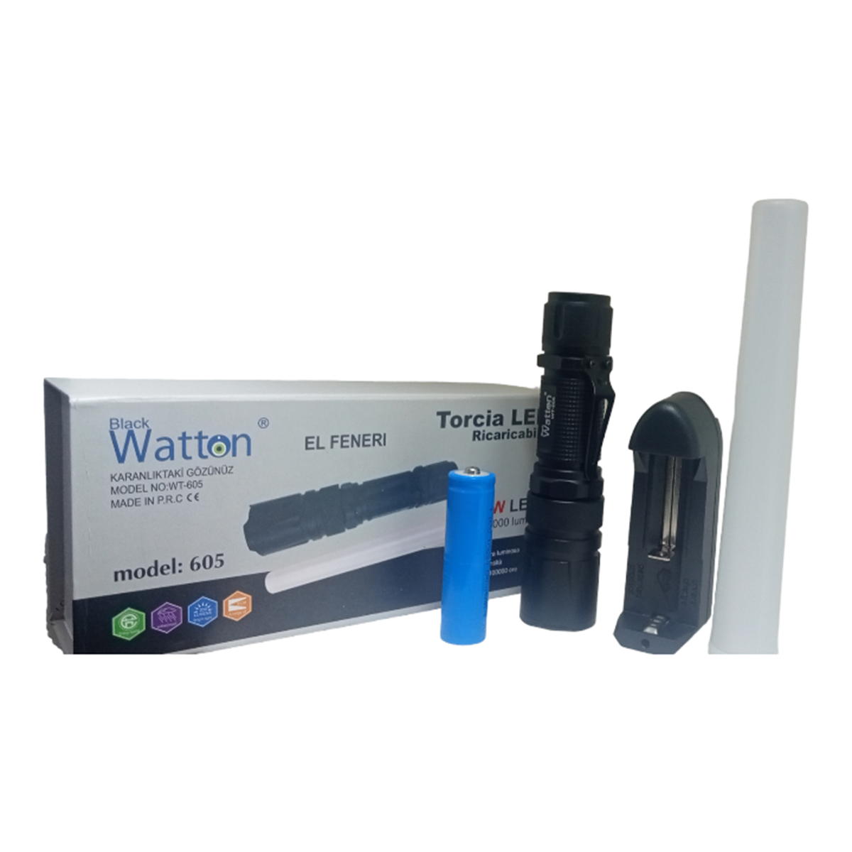 10W 2000 Lümen 4 Renk Güçlü EL Feneri Watton Wt-605