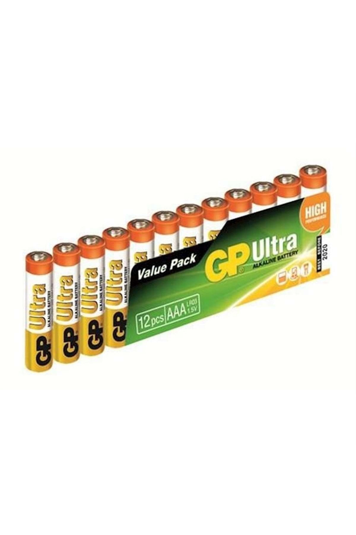 GP Ultra Alkalin AAA İnce Kalem Pil 12'li Paket