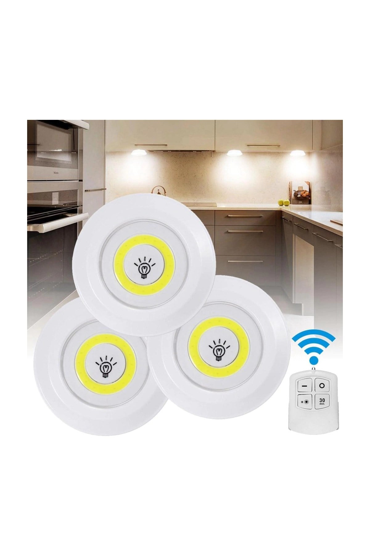 LED Işık Kablosuz Uzaktan Kumandalı 3lü Led Ampul Seti Gece Lamba