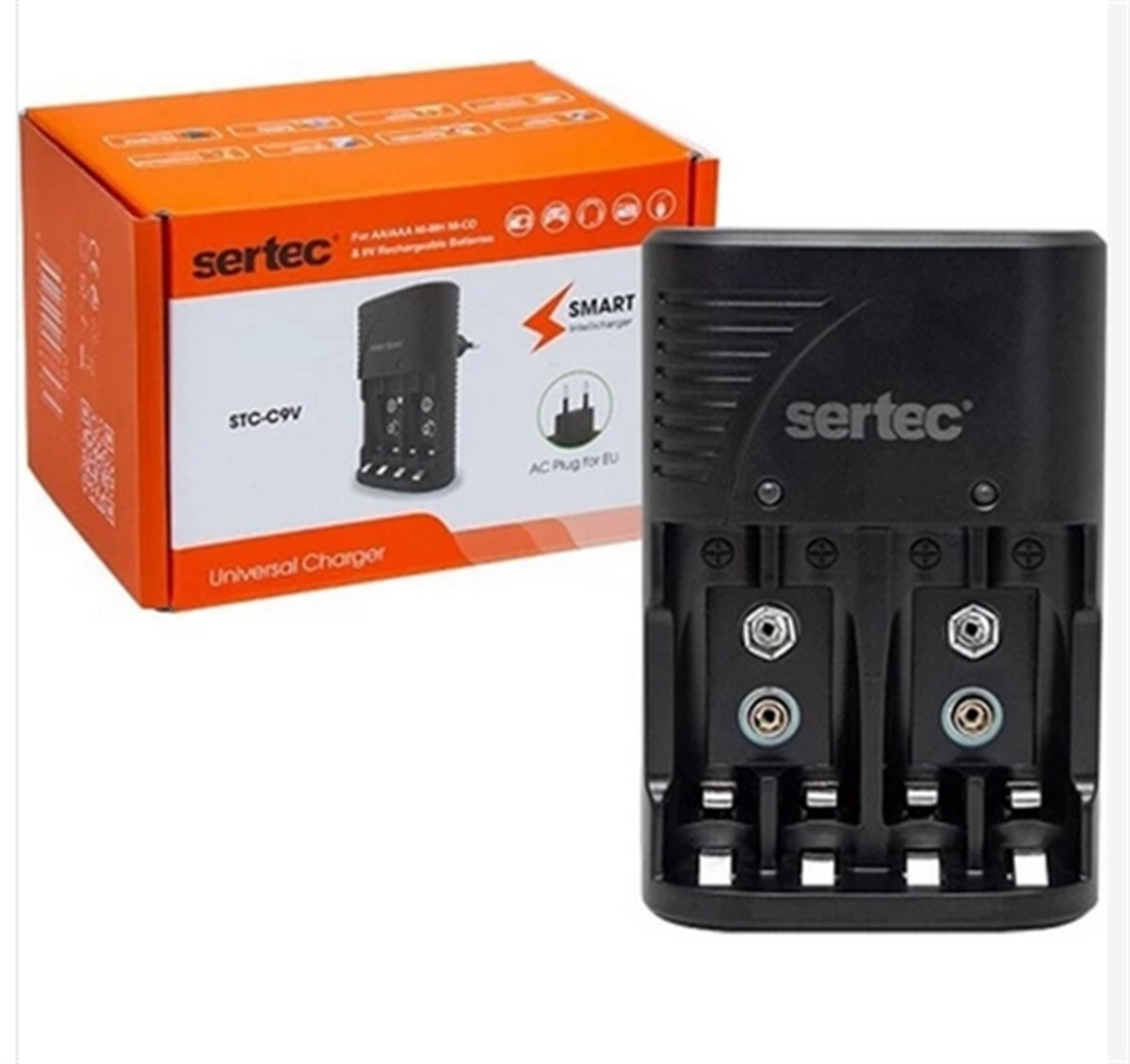 Sertec STC-C9V AA-AAA-9V Uyumlu Universal 4'lü Pil Şarj Aleti 