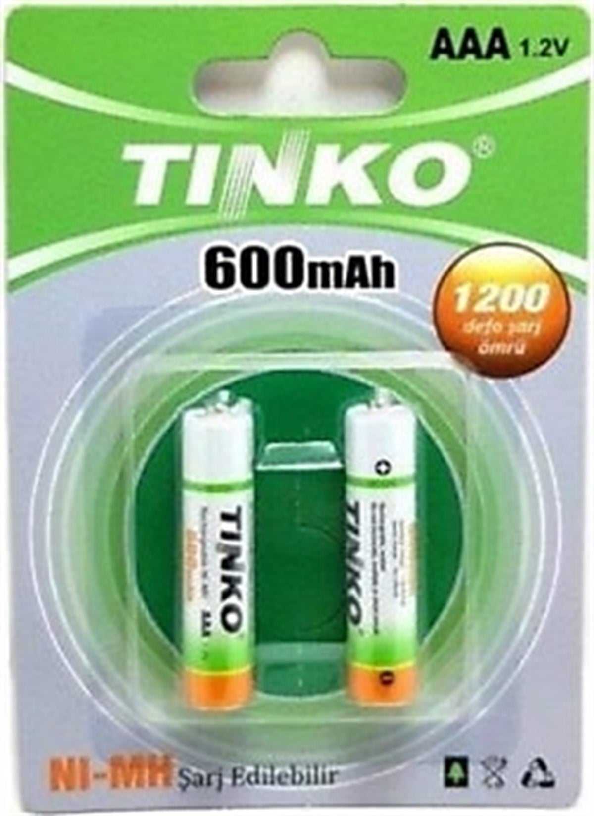 Tinko 1.2V aaa Şarjli 600Mah 2'Li Blister Paket İnce Pil
