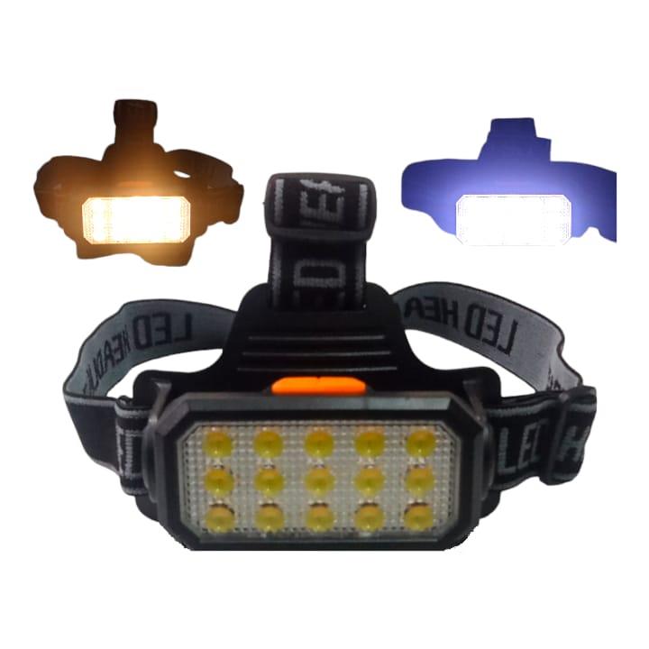 15 LEDLİ SARI / BEYAZ ŞARJLI KAFA LAMBASI WATTON WT-652