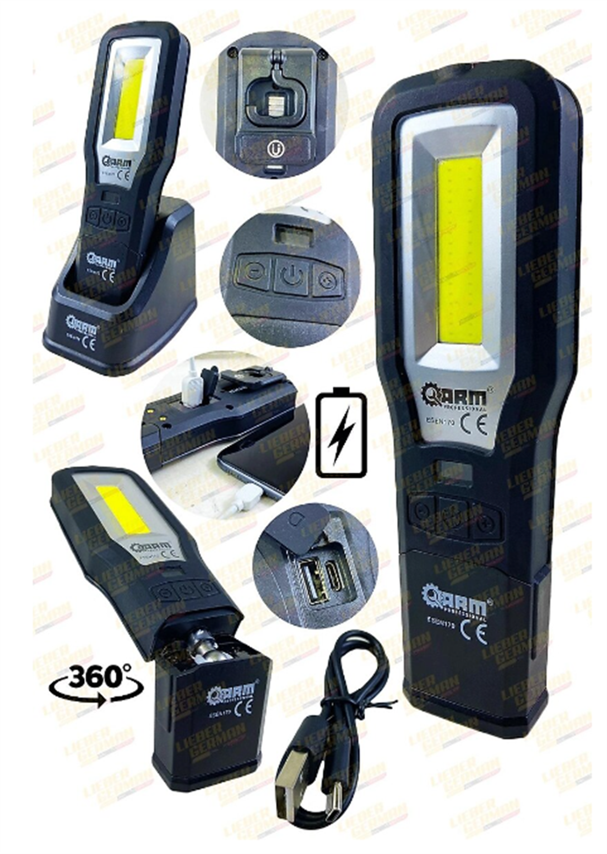 Arm Tamirci Feneri 550 Lümens Orjinal Ürün Led Fener & Ultraviyoleli  Özellikli Işık Mıknatıslı