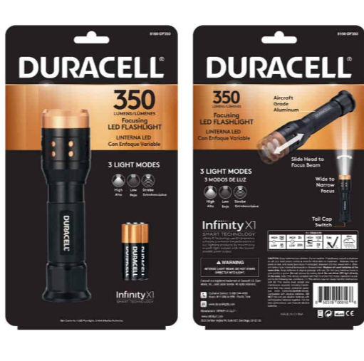 Duracell 350 Lümen Ledli Odaklanabilir Alüminyum El Feneri + 3 AAA Piller Dahil