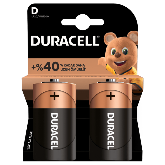 Duracell D Büyük Pil 2'li Kart 