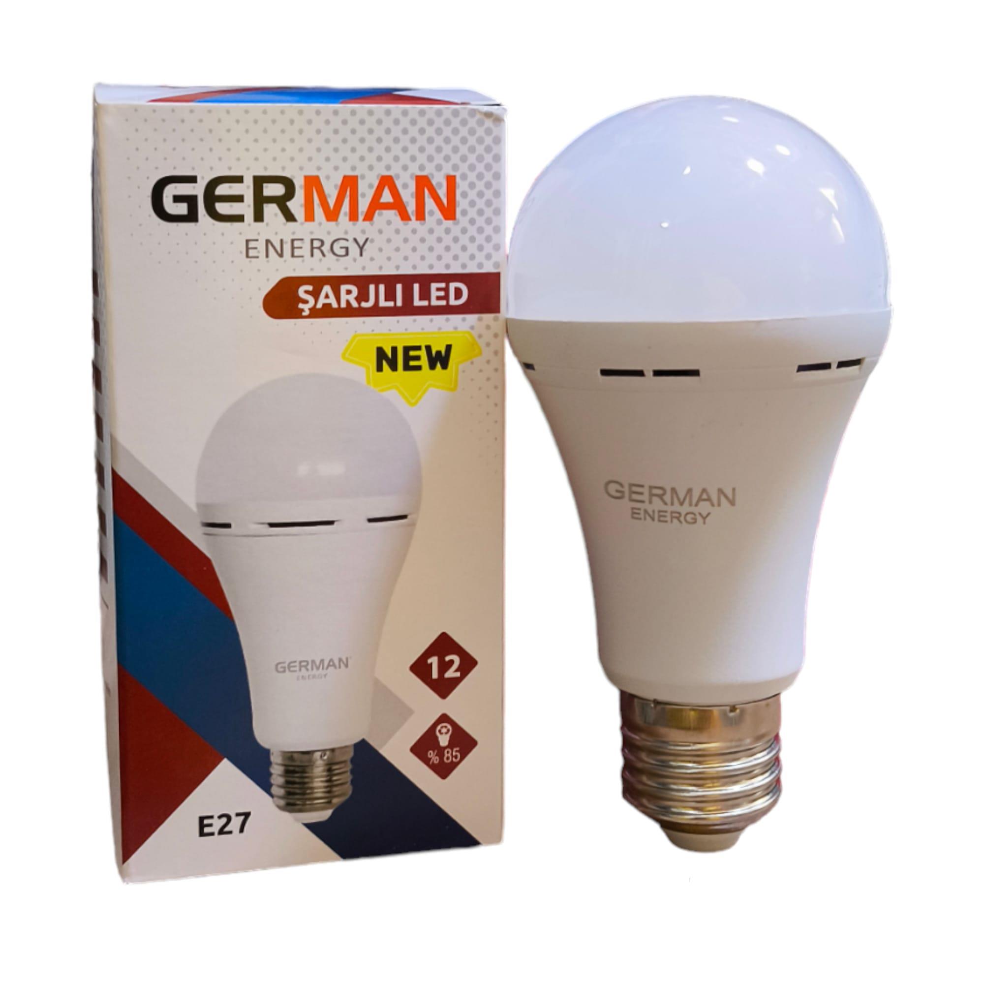 German E27 12W Şarjlı Led Ampul 